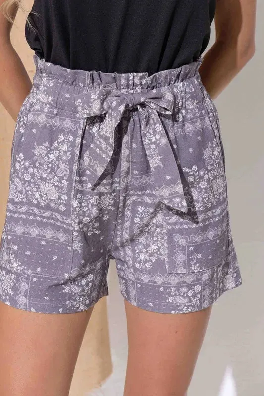 Boho Print Linen Casual Shorts sold by Skemo