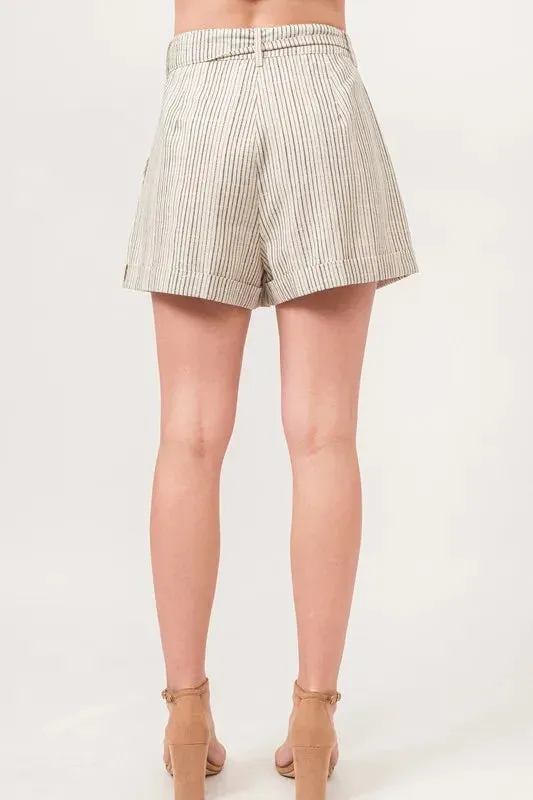 Linen Blend Striped Flowy Shorts sold by Skemo product image thumbnail 3