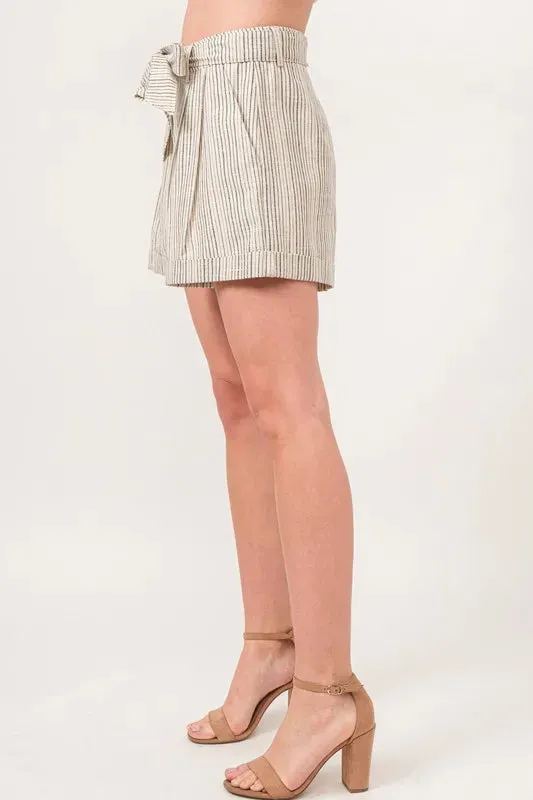 Linen Blend Striped Flowy Shorts sold by Skemo product image thumbnail 2