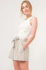 Linen Blend Striped Flowy Shorts sold by Skemo