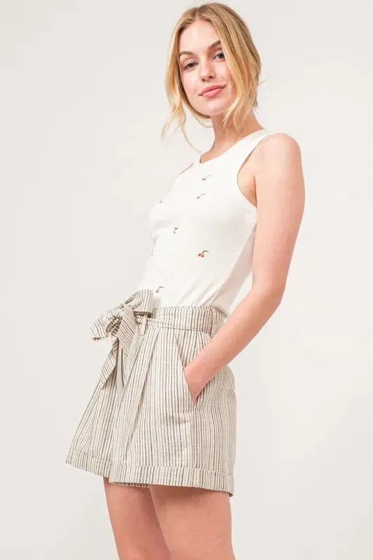 Linen Blend Striped Flowy Shorts sold by Skemo product image thumbnail 4