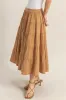 Double Gauze Tiered Midi Skirt with Pockets sold by Skemo