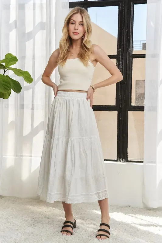 Elastic Waistband Tiered Midi Skirt sold by Skemo product image thumbnail 2