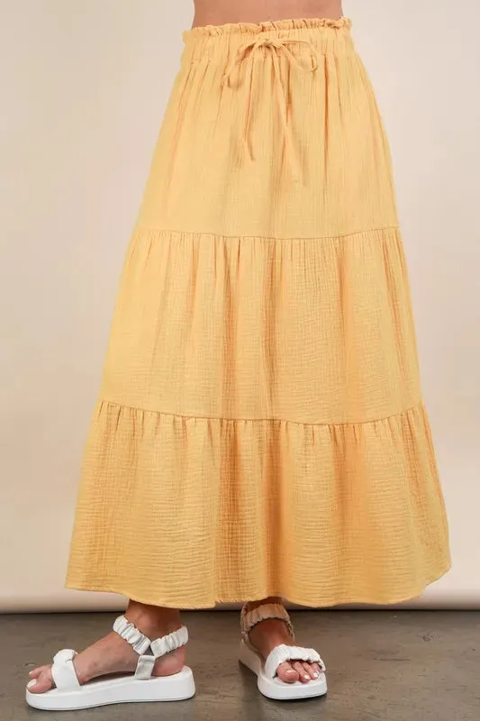Elastic Waist Tiered Maxi Skirt sold by Skemo