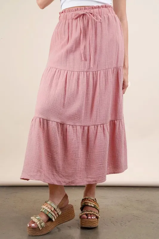 Elastic Waist Tiered Maxi Skirt sold by Skemo product image thumbnail 5