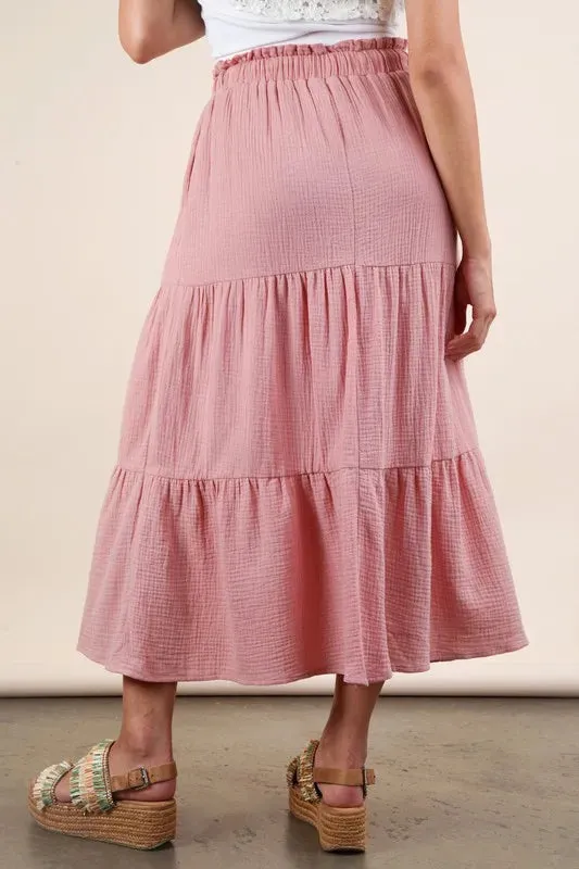 Elastic Waist Tiered Maxi Skirt sold by Skemo product image thumbnail 4