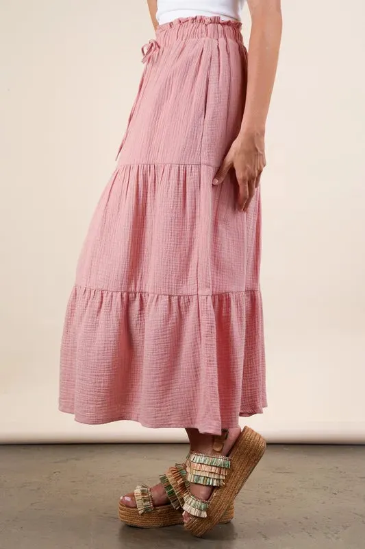 Elastic Waist Tiered Maxi Skirt sold by Skemo product image thumbnail 3