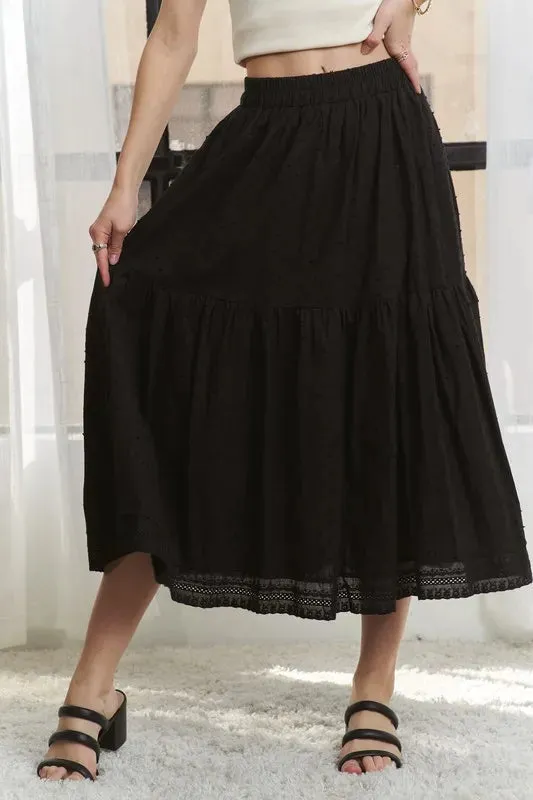 Elastic Waistband Tiered Midi Skirt sold by Skemo product image thumbnail 5