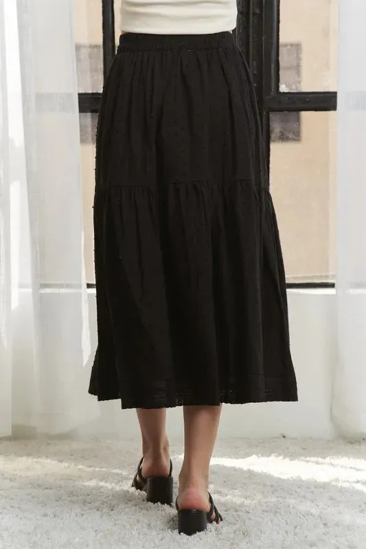 Elastic Waistband Tiered Midi Skirt sold by Skemo product image thumbnail 4