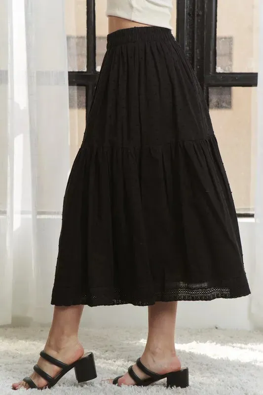Elastic Waistband Tiered Midi Skirt sold by Skemo product image thumbnail 3