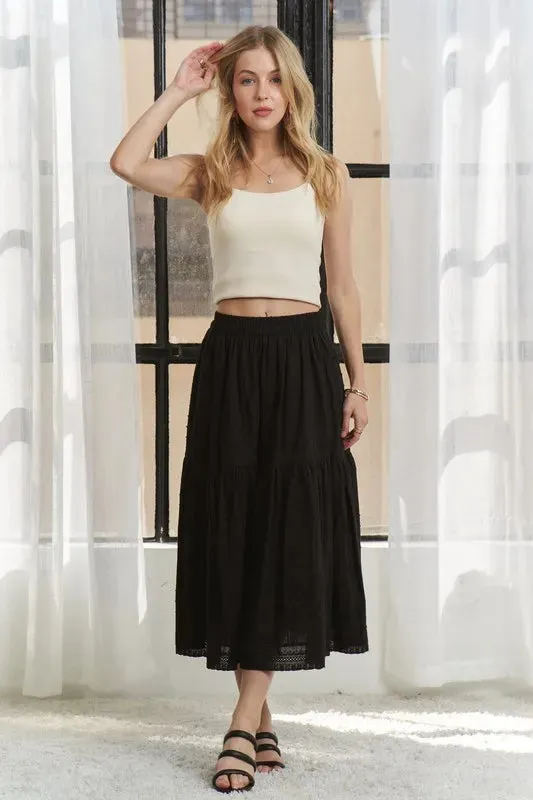 Elastic Waistband Tiered Midi Skirt sold by Skemo product image thumbnail 2