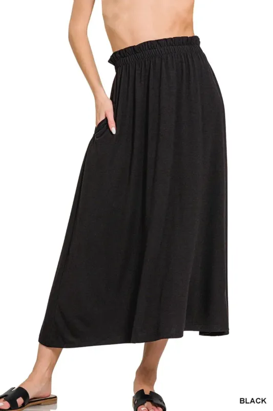 Paperbag Waist Midi Skirt With Pockets sold by Skemo