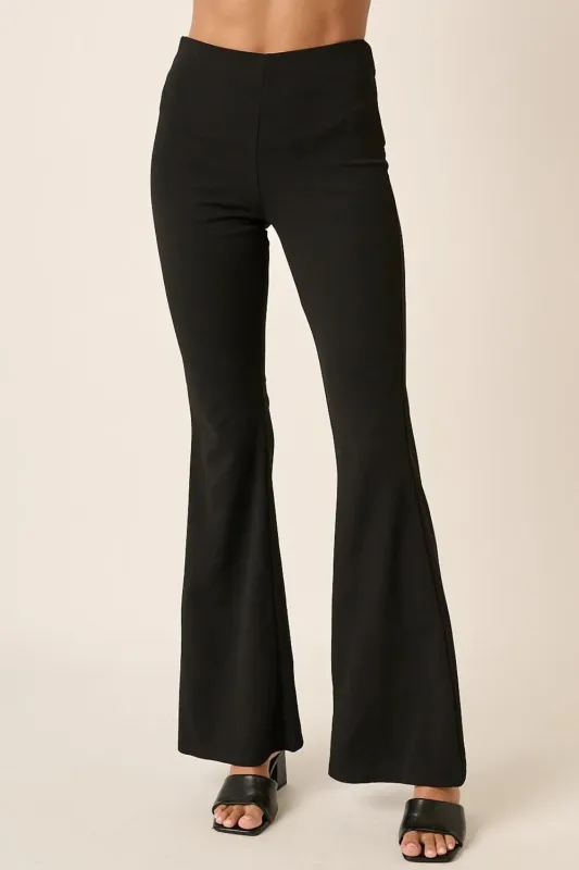 Crepe Knit Elastic Waist Flare Leg Pants sold by Skemo