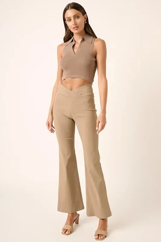 Surplice V Waist Flare Pants sold by Skemo