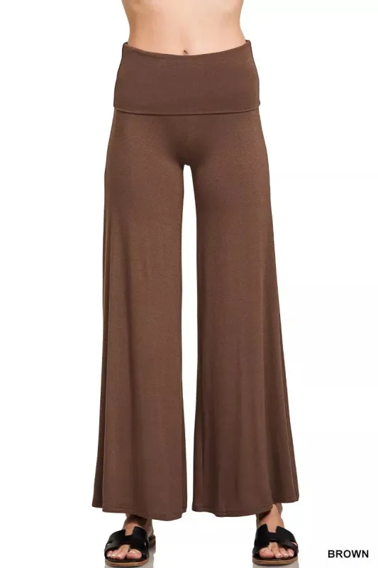 Fold Over Waist Comfy Wide Leg Pants sold by Skemo