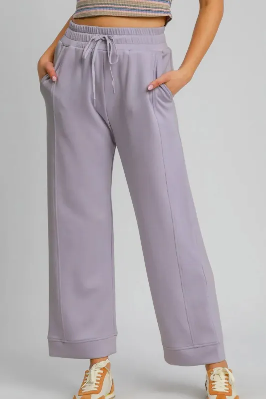 Drawstring Elastic Waist Wide Leg Pants sold by Skemo