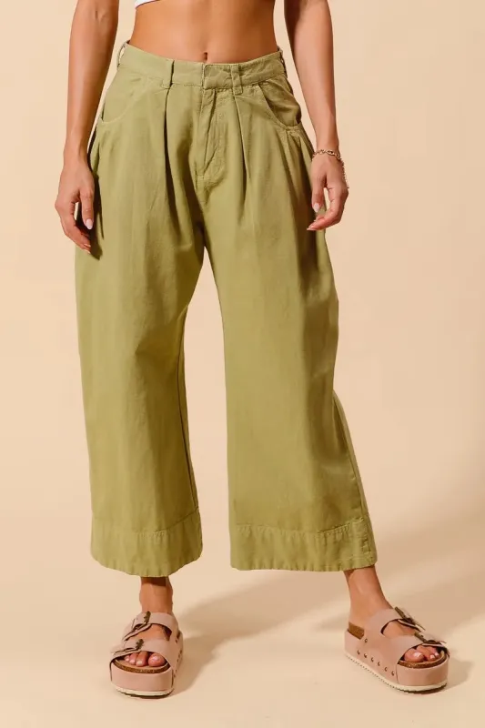 Mid Rise Wide Leg Chino Pants With Pockets sold by Skemo