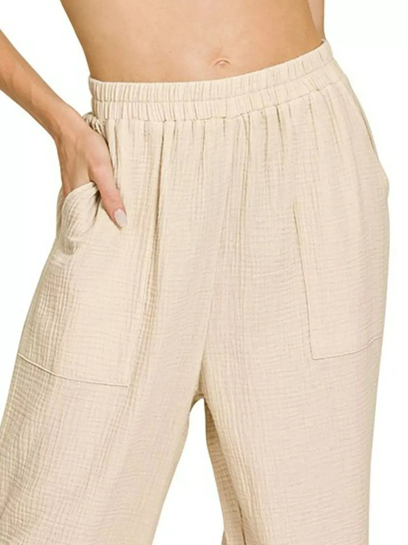 Double Gauze Elastic Band Pants sold by Skemo product image thumbnail 3