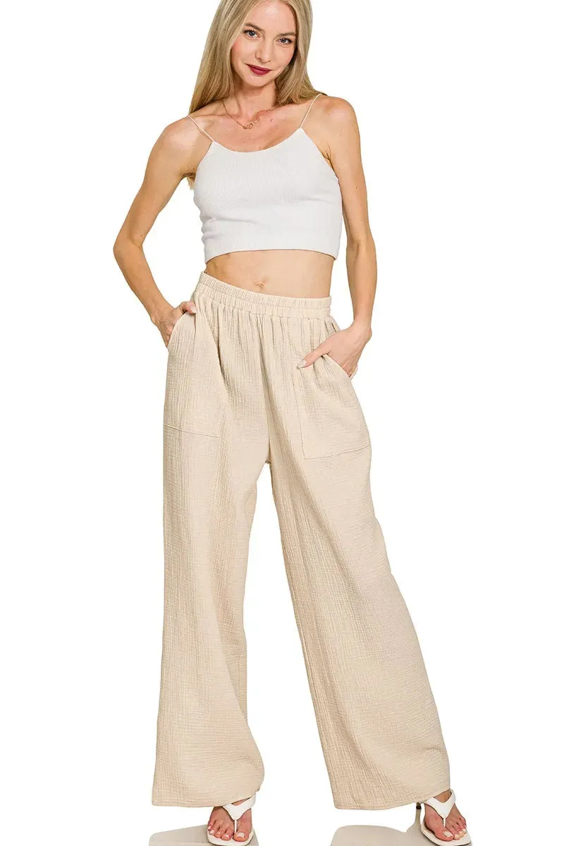 Double Gauze Elastic Band Pants sold by Skemo product image thumbnail 2