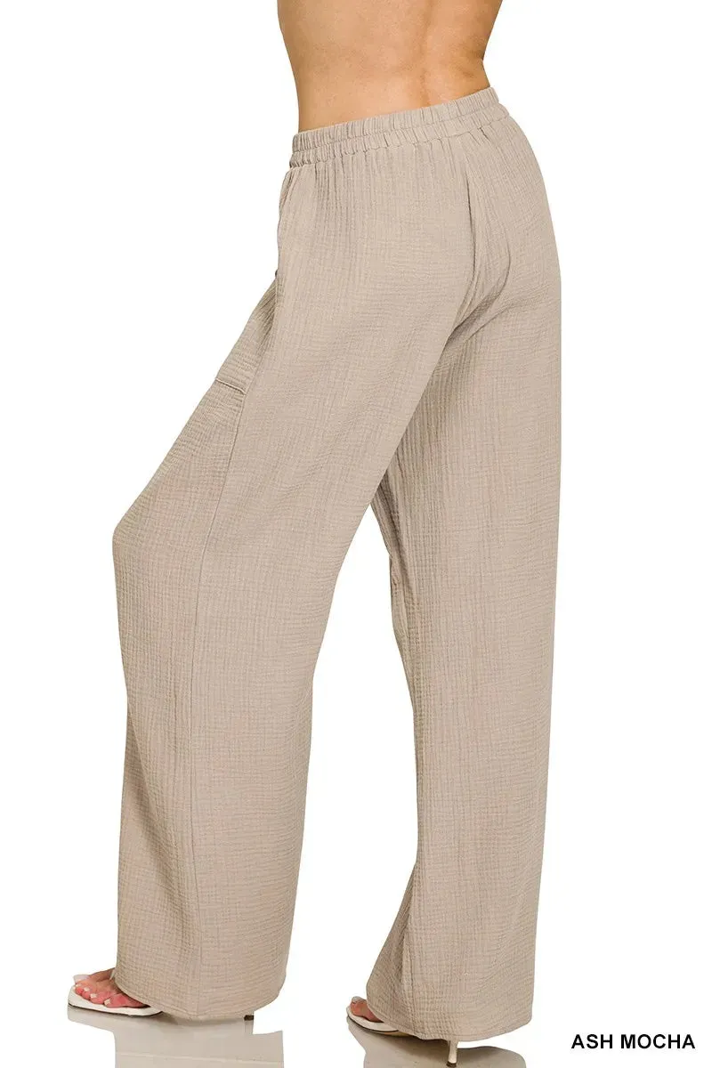 Double Gauze Elastic Band Pants sold by Skemo product image thumbnail 2