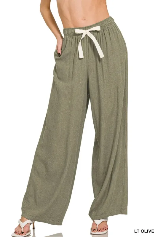 Linen Drawstring Pants sold by Skemo