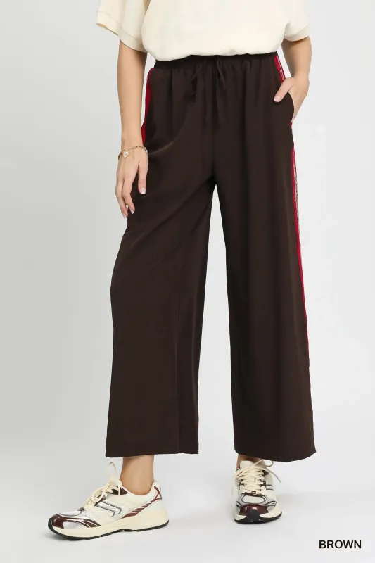 Wide Leg Pants with Contrast Side Trim sold by Skemo