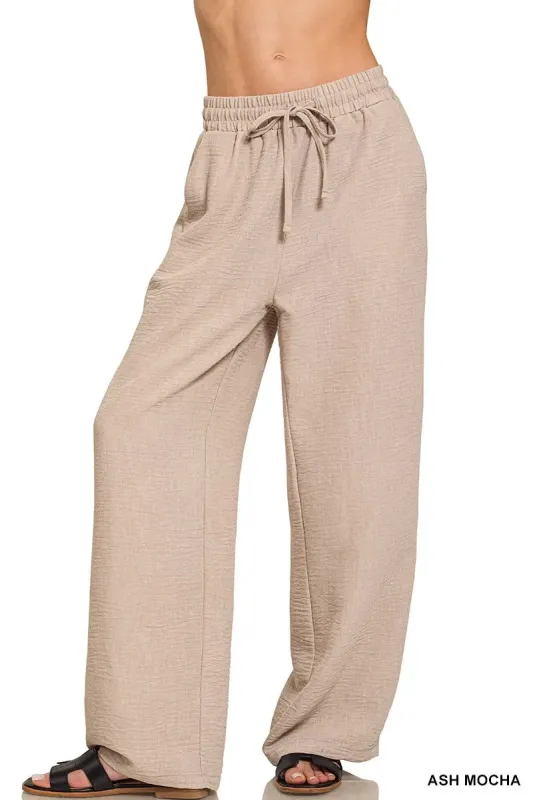 Woven Crepe Elastic Band Pants sold by Skemo
