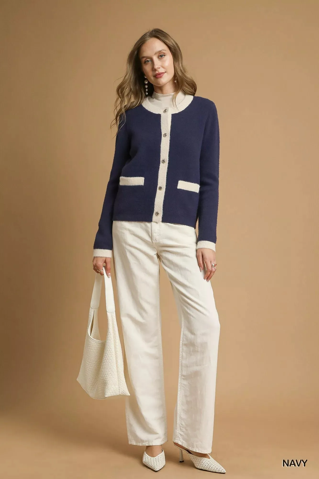 Two-Tone Button Front Cardigan sold by Skemo product image thumbnail 4