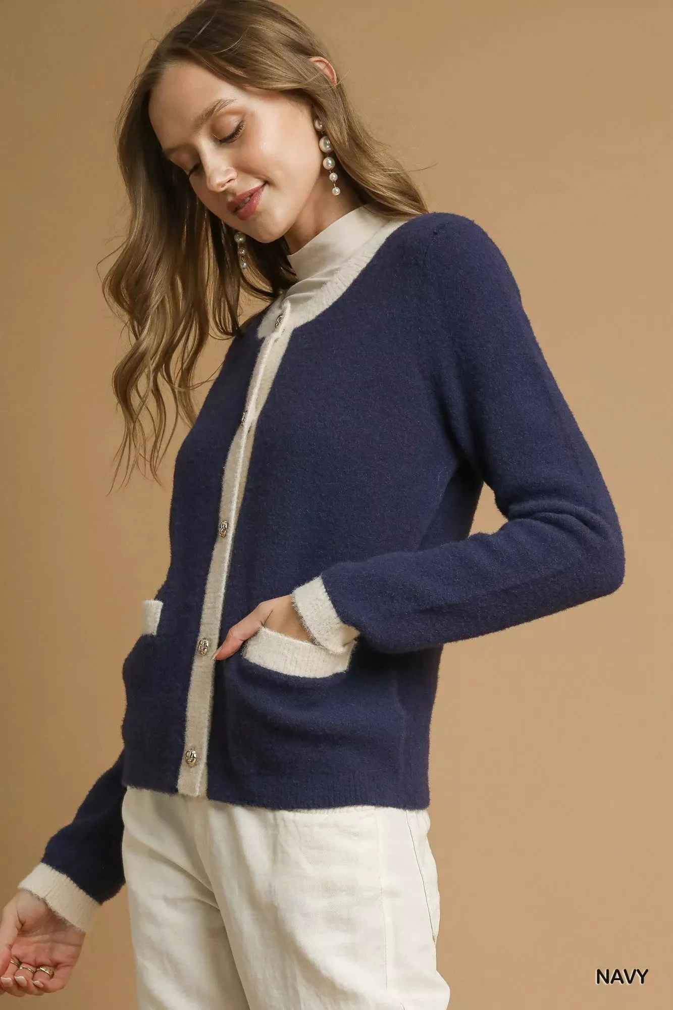 Two-Tone Button Front Cardigan sold by Skemo product image thumbnail 2