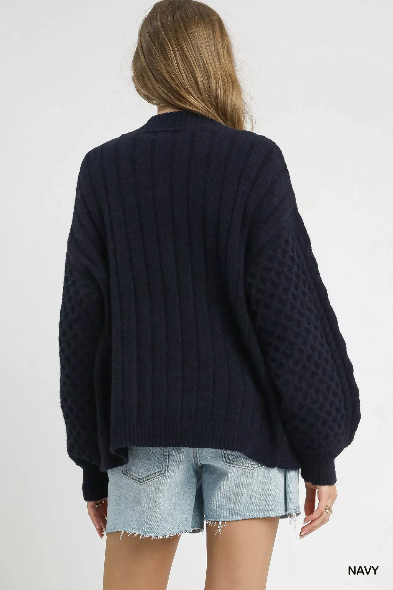 Umgee Cable Knit Pearl Button Cardigan sold by Skemo product image thumbnail 3
