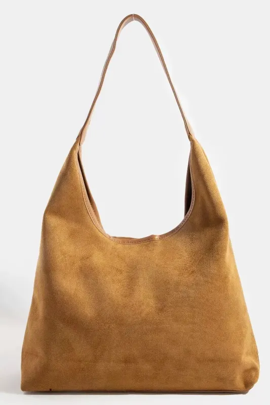 Suede Faux Leather Trim Hobo Bag sold by Skemo