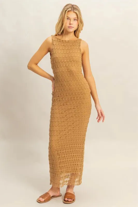 Sleeveless Crochet Open Back Maxi Dress sold by Skemo product image thumbnail 5