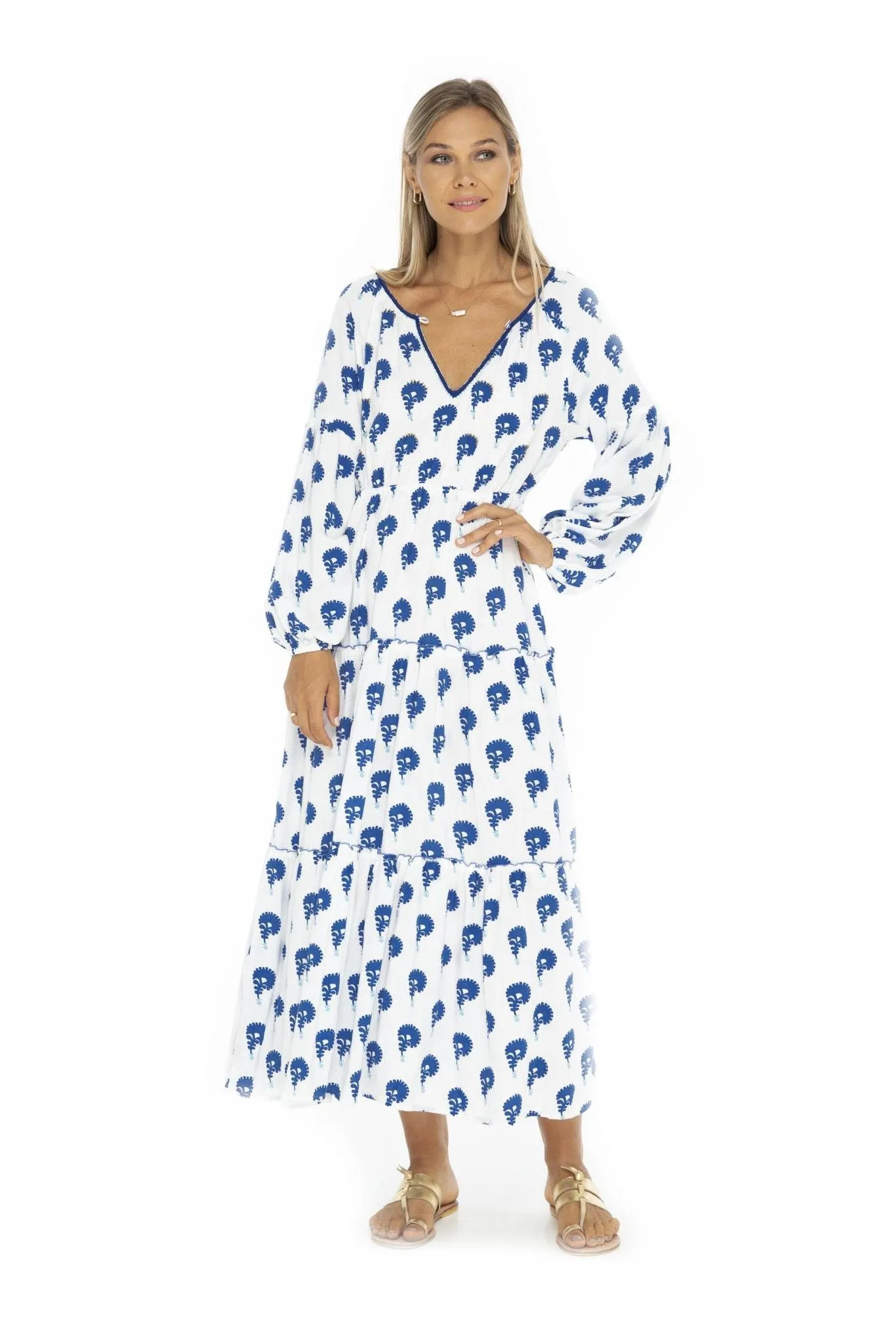 Indian Flower Lisbon Long Dress sold by Skemo