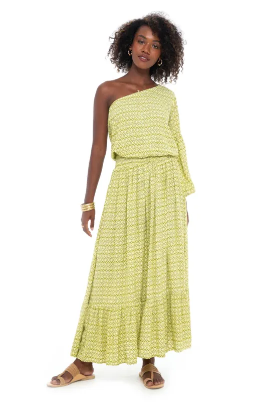 Psychedelic One Shoulder Long Dress sold by Skemo