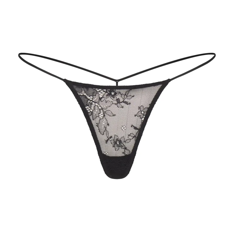 ULTRA FINE LACE MICRO THONG | ONYX sold by SKIMS