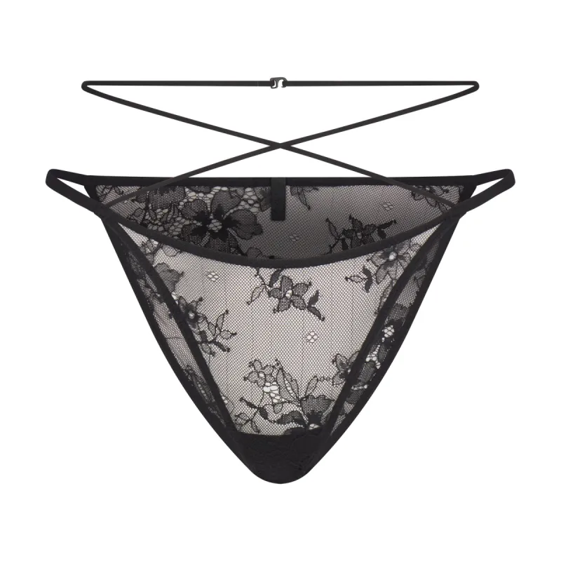 ULTRA FINE LACE STRAPPY BIKINI | ONYX sold by SKIMS