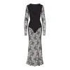 ULTRA FINE LACE PLUNGE LONG DRESS | ONYX sold by SKIMS
