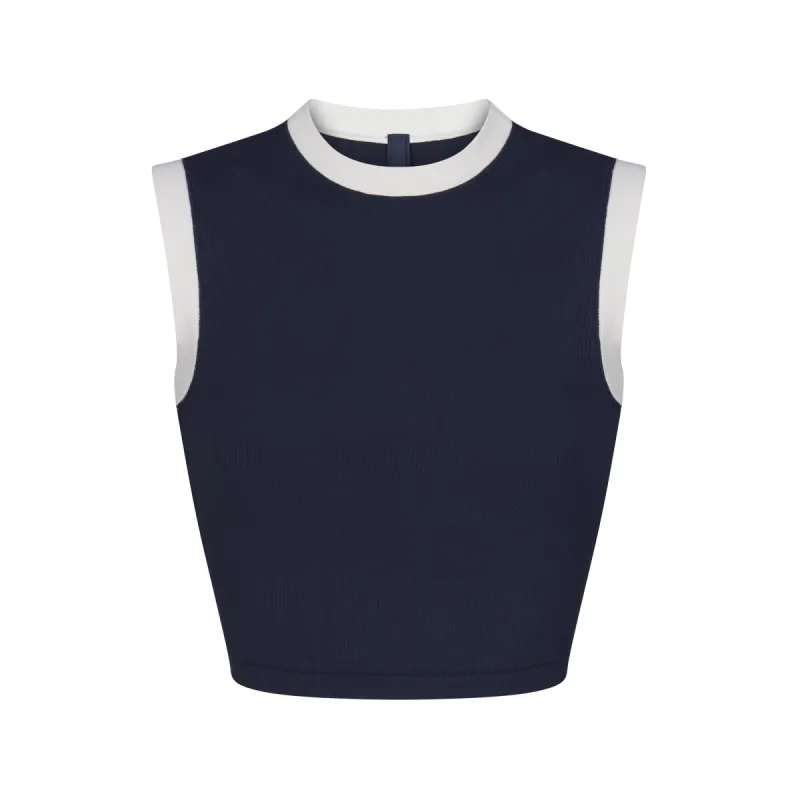 SOFT LOUNGE RINGER CROPPED TANK | NAVY sold by SKIMS