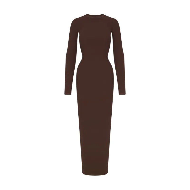 FITS EVERYBODY CREW NECK LONG SLEEVE DRESS | COCOA sold by SKIMS