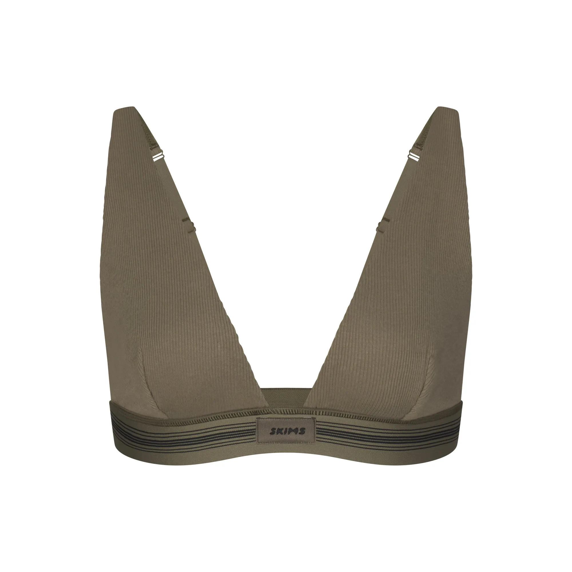 COTTON RIB PLUNGE BRALETTE | ARMY MULTI sold by SKIMS