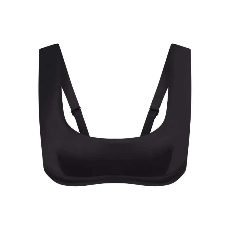 SKIMS SPORTY SATIN SCOOP BRALETTE | ONYX sold by SKIMS