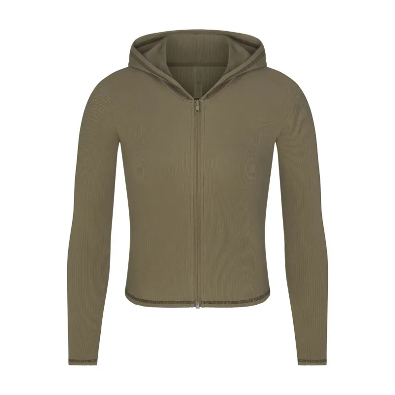COTTON RIB ZIP UP HOODIE | ARMY MULTI sold by SKIMS
