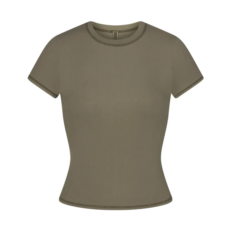 COTTON RIB T-SHIRT | ARMY MULTI sold by SKIMS