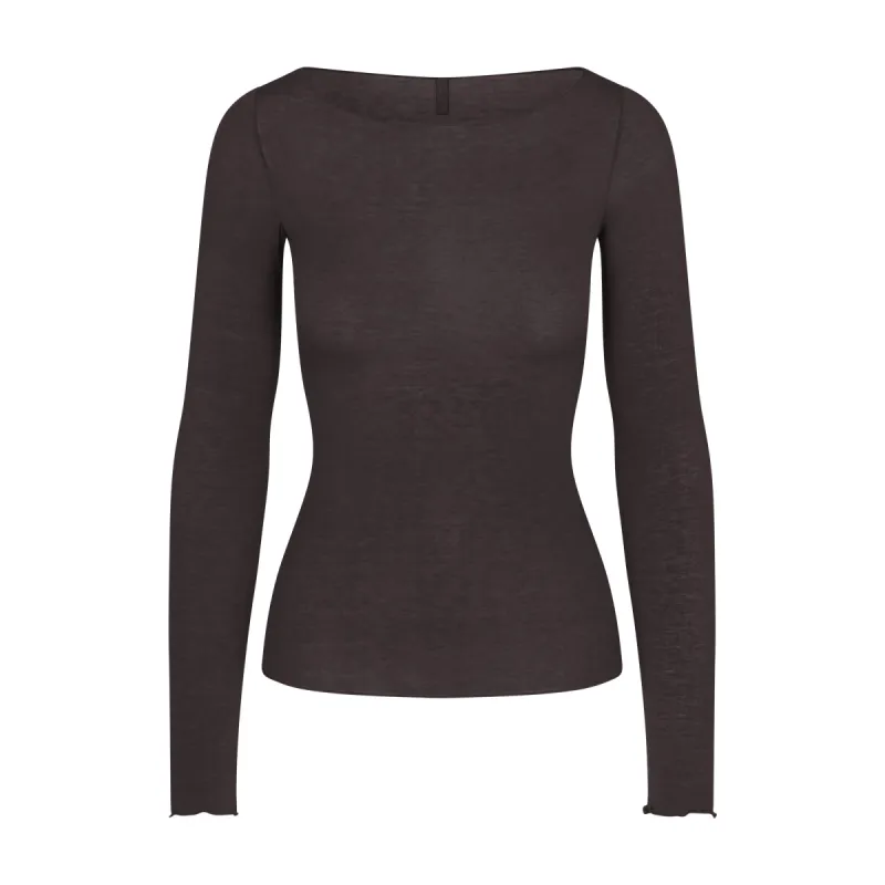 SHEER MODAL LONG SLEEVE BOAT NECK TOP | PHOENIX sold by SKIMS