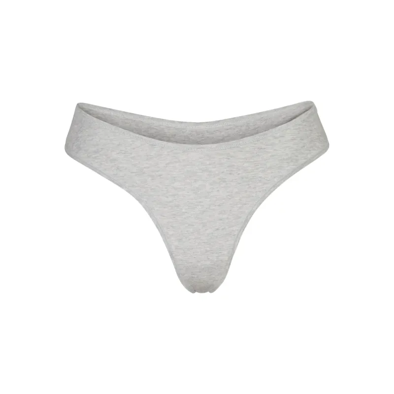 COTTON JERSEY DIPPED THONG | LIGHT HEATHER GREY sold by SKIMS
