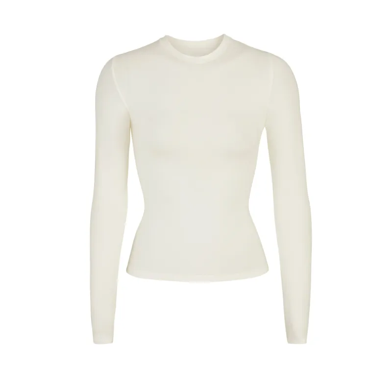 COTTON JERSEY LONG SLEEVE T-SHIRT | BONE sold by SKIMS