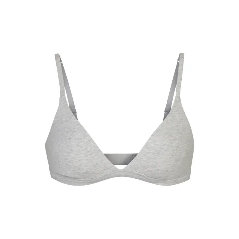 COTTON JERSEY TRIANGLE BRALETTE | LIGHT HEATHER GREY sold by SKIMS