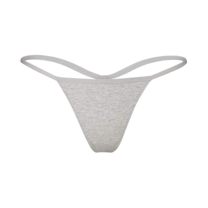 COTTON JERSEY T-STRING THONG | LIGHT HEATHER GREY made by SKIMS