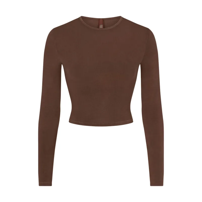NEW VINTAGE CROPPED LONG SLEEVE T-SHIRT | COCOA sold by SKIMS