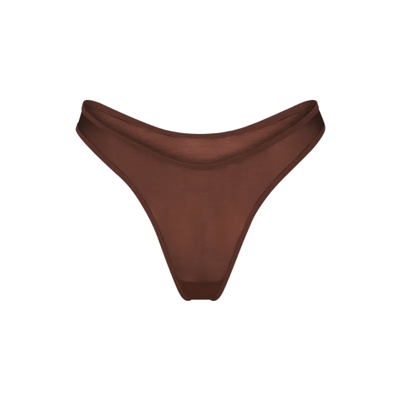 ULTRA FINE MESH THONG | MAHOGANY sold by SKIMS